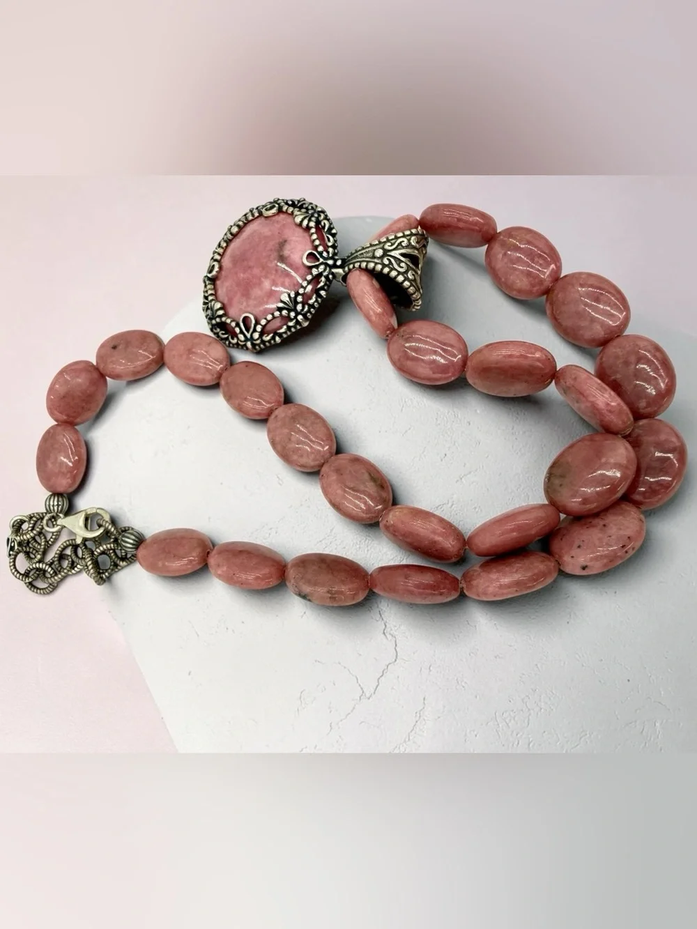 Carolyn Pollack Rhodonite Necklace Enhancer Sterling 925 Pink Southwest Relios